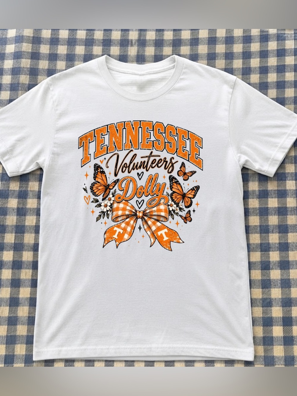 Tennessee Volunteers Butterfly Dolly Graphic Tee, Gildan White Color Vintage Tee